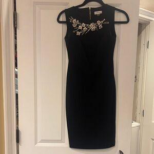 Calvin Klein Black Mini Dress with Silver Embellishments